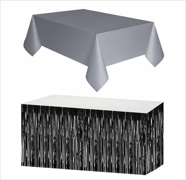 Gümüş Masa Örtüsü, Siyah Masa Eteği - Image 1