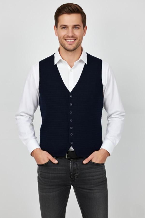 Erkek Spor Düğmeli Yelek Çelik Örgü Regular Kalıp BGL-ST04837 - Image 1