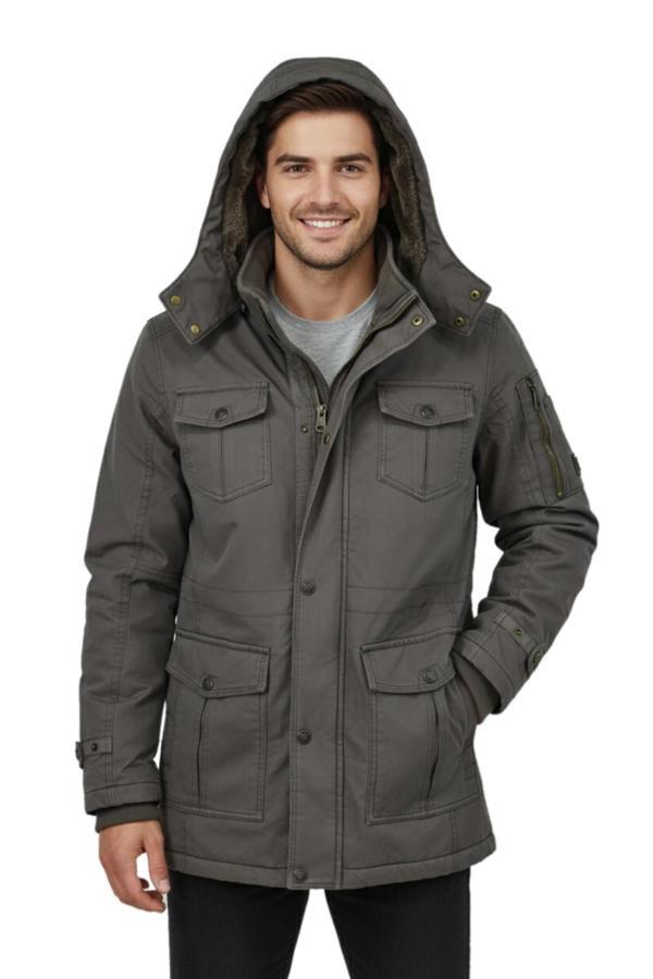 Erkek Spor Kanvas Kapüşonlu Parka M2665 BGL-ST04959 - Image 1