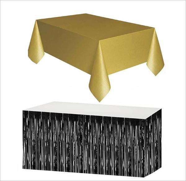 Gold Masa Örtüsü, Siyah Masa Eteği - Image 1