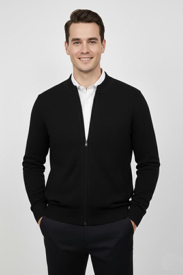 Erkek Hakim Yaka Astarlı Triko Fermuarlı Mont BGL-ST04832 - Image 1