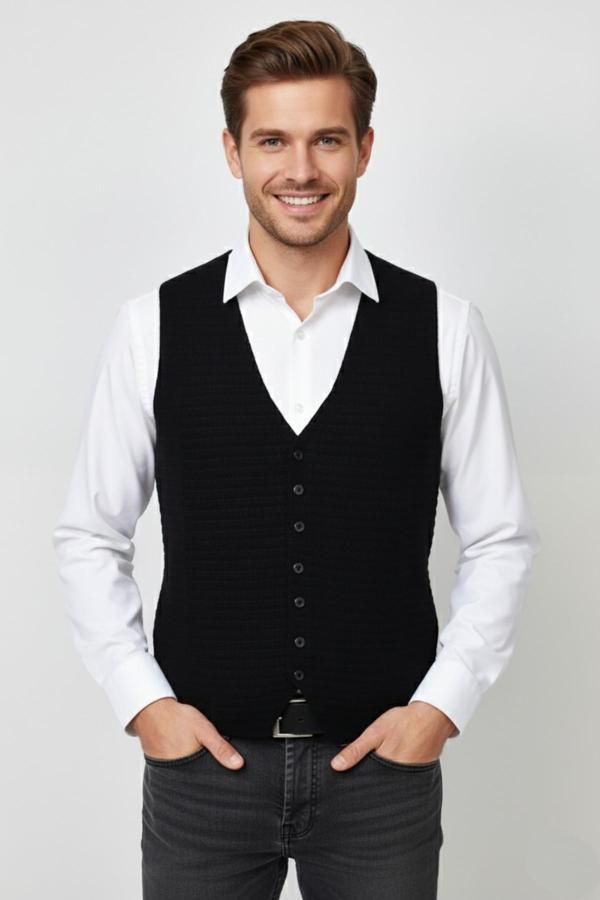 Erkek Spor Düğmeli Yelek Çelik Örgü Regular Kalıp BGL-ST04837 - Image 1