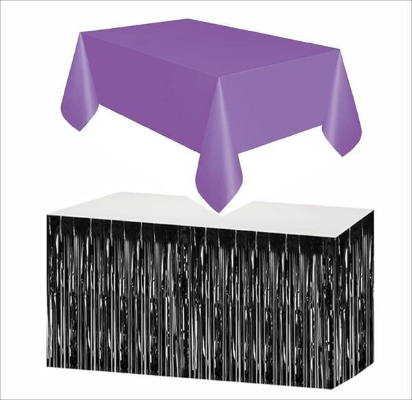 Mor Masa Örtüsü, Siyah Masa Eteği - Image 1
