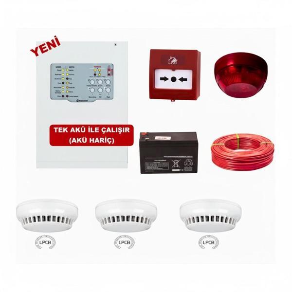 Teknim Konvansiyonel Sistem Yangın Alarm Seti 4 Lü Kablo Dahil - Image 1