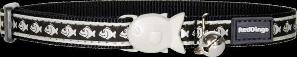 Reddingo Reflektörlü Balık Desenli Siyah Kedi Boyun Tasması 12mm / 20-32 cm - Image 1