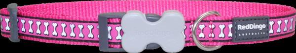Reddingo Reflektörlü Kemik Desenli Pembe Köpek Boyun Tasması M 20mm /31-47 cm - Image 1