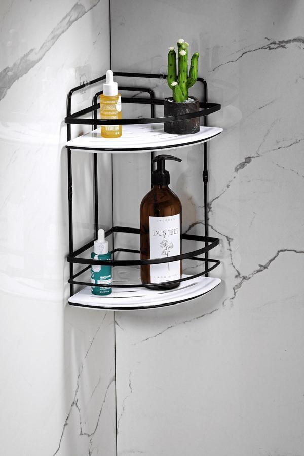 Yapışkanlı Ömür Boyu Paslanmaz Kristal Ayarlanabilir Raf Banyo Düzenleyici Şampuanlık LK-02 SB - Image 1