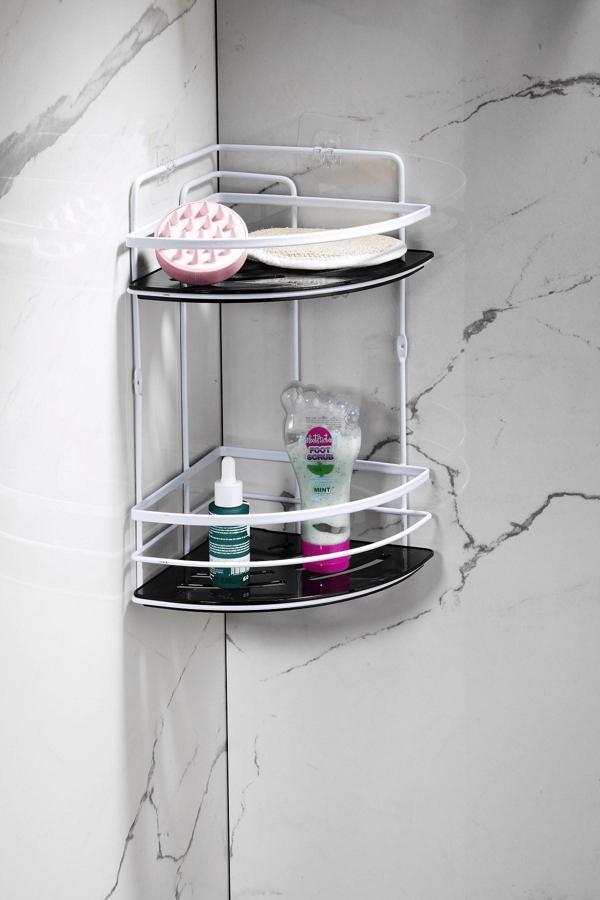 Yapışkanlı Ömür Boyu Paslanmaz Kristal Ayarlanabilir Raf Banyo Düzenleyici Şampuanlık LK-02 BS - Image 1