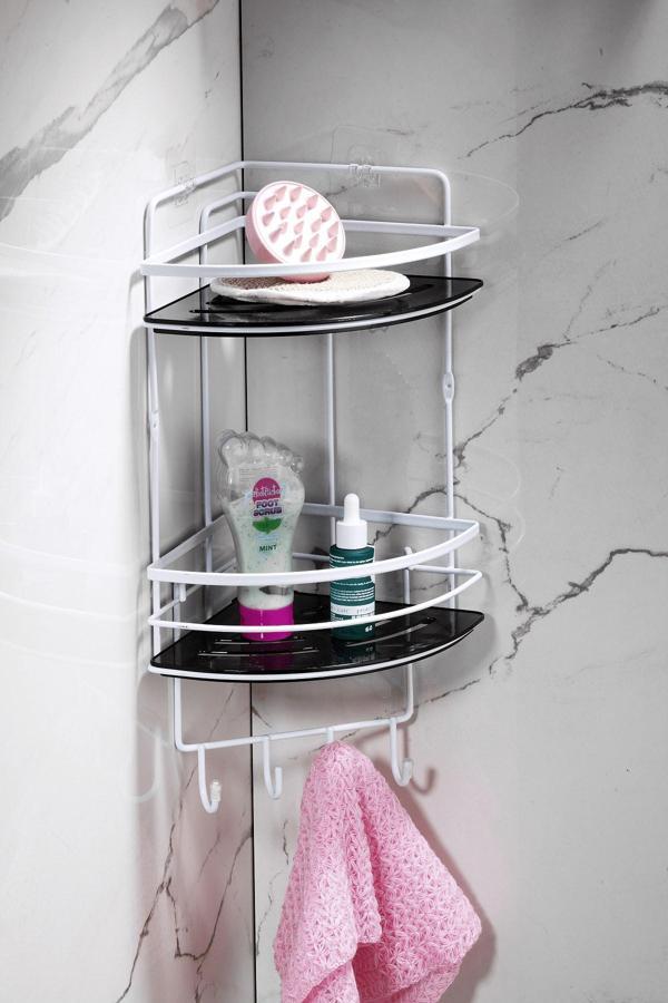 Yapışkanlı Ömür Boyu Paslanmaz Kristal Ayarlanabilir Raf Banyo Düzenleyici Şampuanlık LK-02 BSBK - Image 1