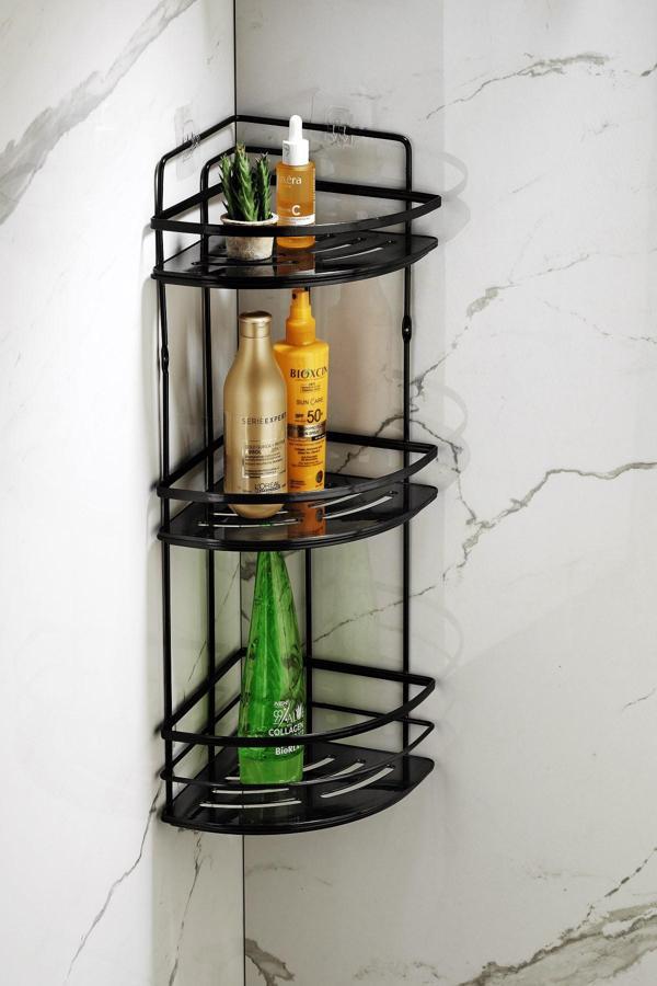 Yapışkanlı Ömür Boyu Paslanmaz Kristal Ayarlanabilir Raf Banyo Düzenleyici Şampuanlık LK-03 SS - Image 1