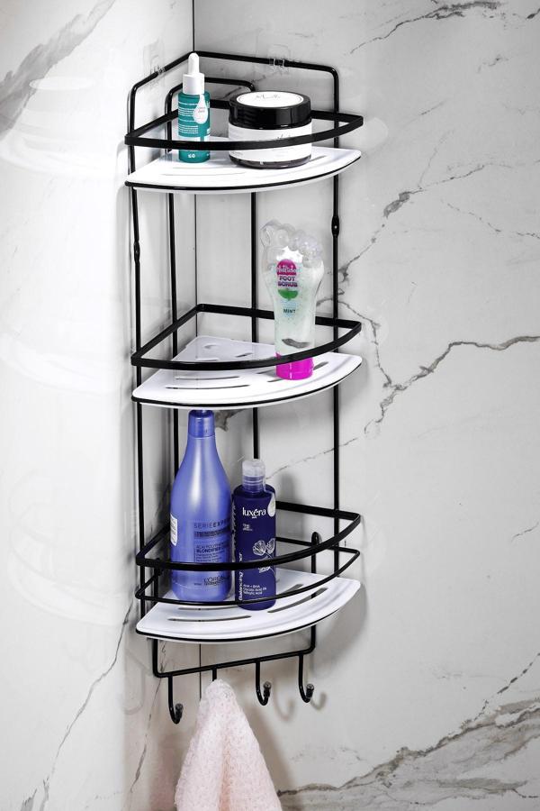 Yapışkanlı Ömür Boyu Paslanmaz Kristal Ayarlanabilir Raf Banyo Düzenleyici Şampuanlık LK-03 SBSK - Image 1