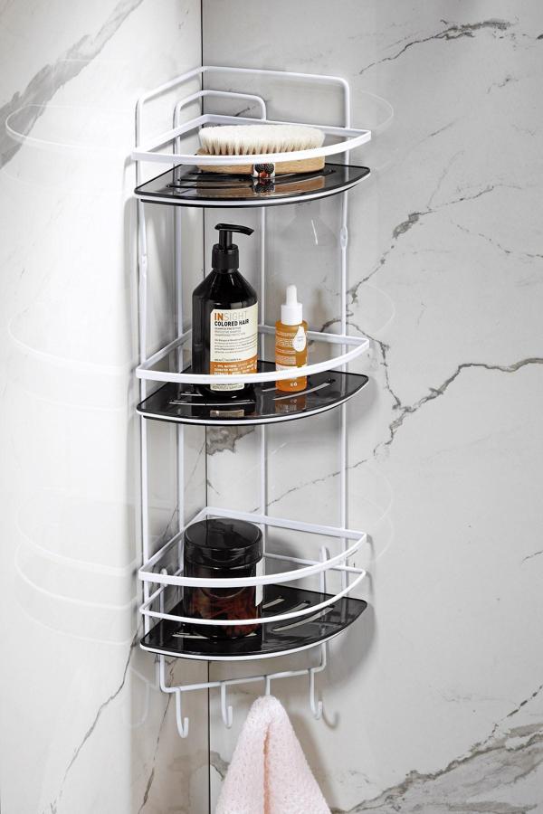 Yapışkanlı Ömür Boyu Paslanmaz Kristal Ayarlanabilir Raf Banyo Düzenleyici Şampuanlık LK-03 BSBK - Image 1