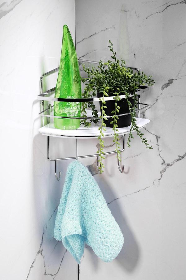 Yapışkanlı Ömür Boyu Paslanmaz Kristal Ayarlanabilir Raf Banyo Düzenleyici Şampuanlık LK-01 KBKK - Image 1