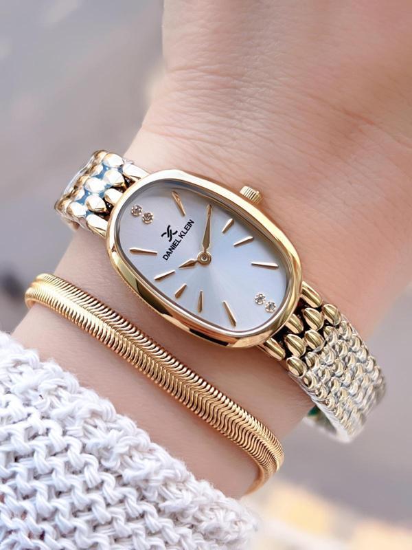 Daniel Klein Oval Kasa Vintage Özel Seri 2 Yıl Garantili 3 Atm Kadın Kol Saati+Bileklik BD.14130.3 - Image 1