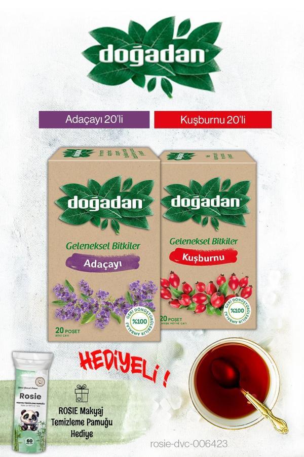 Doğadan Kuşburnu ve Adaçayı Poşet Çay ve Rosie Hediyeli - Image 1
