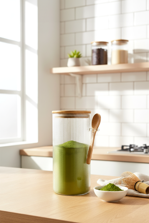 Neta Bambu Kapaklı Cam Kavanoz 10x20cm - Image 1