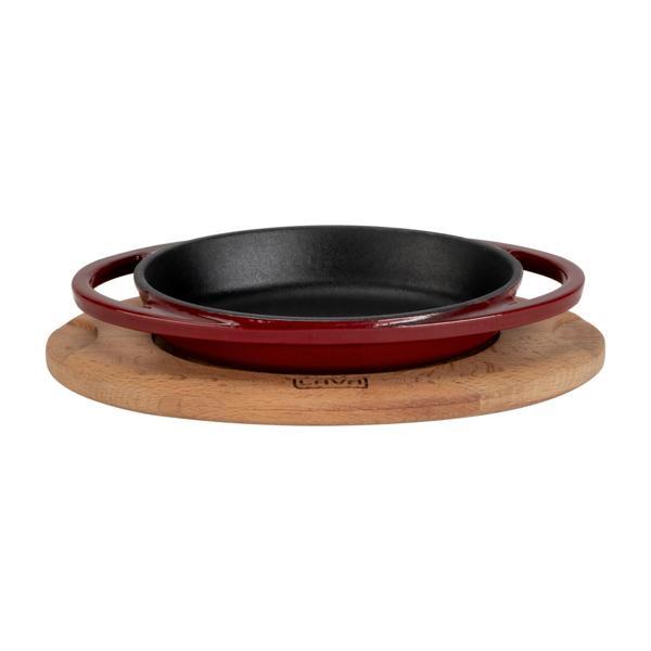 Oval Sahan Döküm Demir Yekpare Çift Kulplu Kayın Servis Ahşabı Ölçü 15x10cm. - Image 1