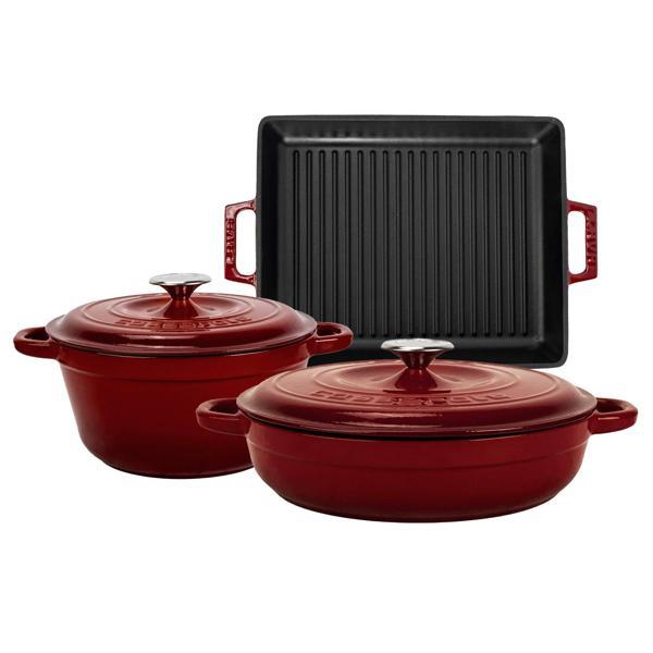 LAVA Bordo 5'li Döküm Tencere & Izgara Tava Seti – Zarafet ve Gücü Birleştiren Tasarım - Image 1