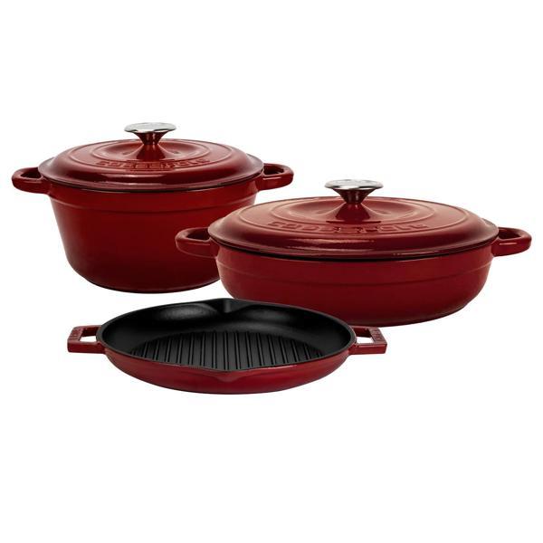 LAVA Bordo Döküm Tencere ve Izgara Seti – Sofralarda Şef Dokunuşu - Image 1