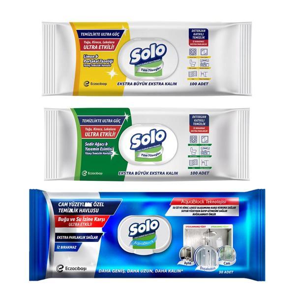 Solo Tüm Yüzeyler ve Cam Yüzeyler Temizlik Havlusu 3 lü Karma Paket - Image 1