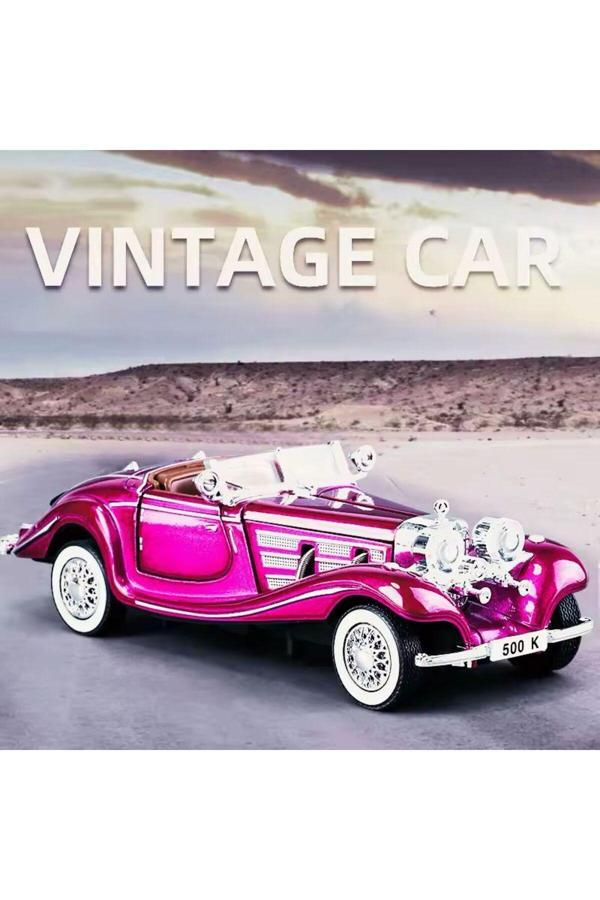 Sec Toys Mercedes-Benz Araba 1936 Mercedes 500K Araba Mor 1:24 Klasik England Mor Üstü Açık Diecast Araba - Image 1