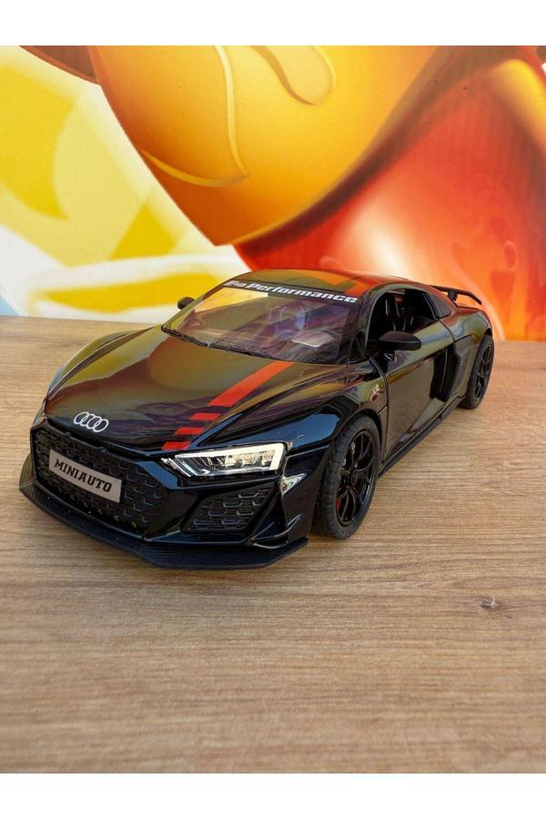 Scn Toys 1:24 Audi R8 Diecast Model Araba Siyah Audi Araba Açılan Kapılar Sesli Işıklı Çekbırak Model Araba - Image 1