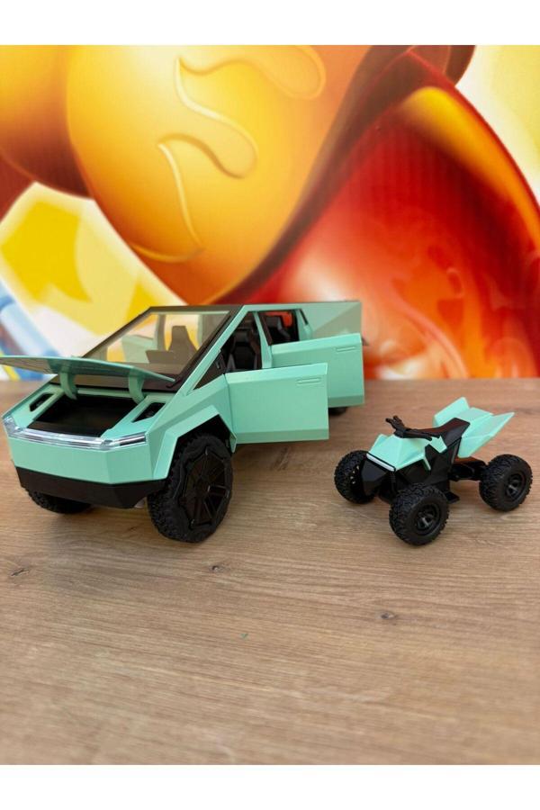 Scn Toys Diecast Metal Tesla Cybertruck Pickup 1:24 Motorlu Tesla Diecast Araba Sesli Işıklı Açılan Kapılar - Image 1