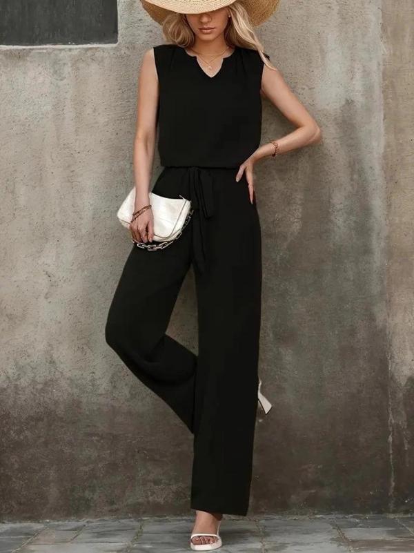 MDB Kadın Kolsuz V Yakalı Aerobin Bluz Ve Belden Kuşaklı Pantolon Ikili Takım - Image 1