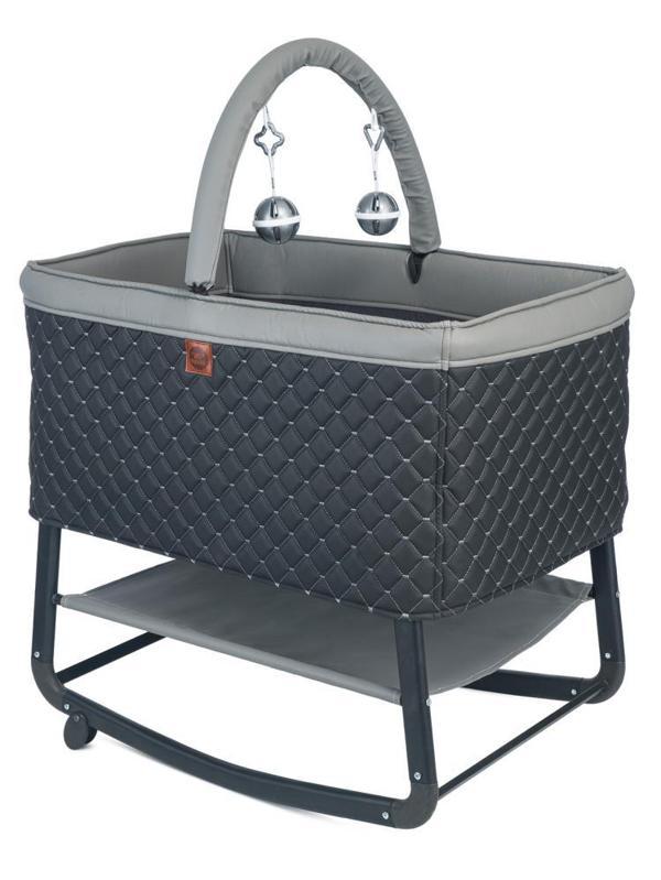 Kujju Harmony Deri Kumaşlı Mini Anne Yanı Beşik - Gri Standart - Image 1