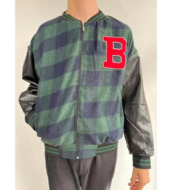 MDB Erkek Pötikare Desen Nakışlı Kolej Ceket  Haki - Image 1