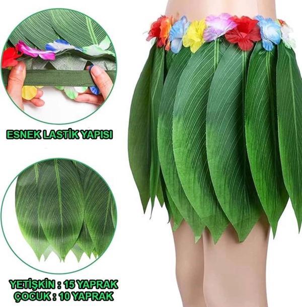 BFS   Tropikal Esintili Hawaii Yapraklı Parti Eteği Yetişkin Boy - Image 1