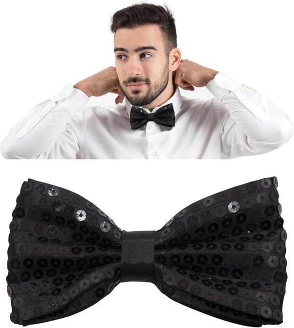 BFS   Gece Işıltısı Siyah Payetli Pullu Papyon 7x2 cm - Image 1