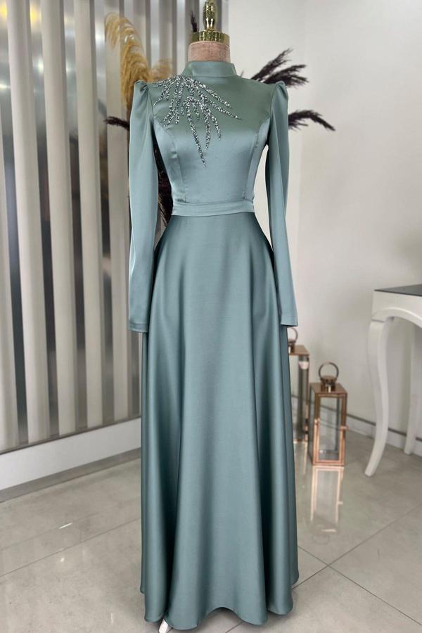 Mina Tesettür Abiye Mint - Image 1