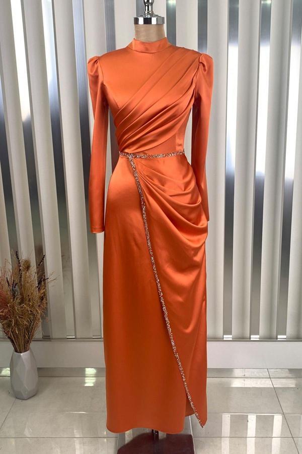 Sare Tesettür Abiye Turuncu - Image 1