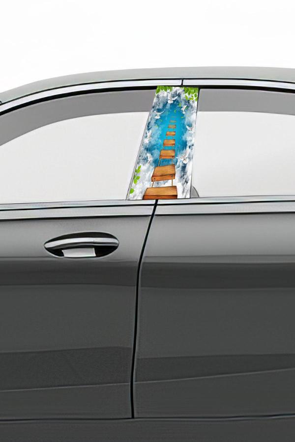 Araç Kapı Direk Kaplama Folyosu Desenli  Sağ Sol Takım 2 Adet  22x50 cm - Image 1