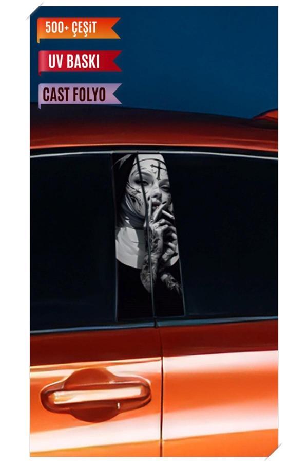 Araç Kapı Direk Kaplama Folyosu Rahibe Desenli (Sağ Sol Takım) (2 Adet) - 22x50 Cm - Image 1