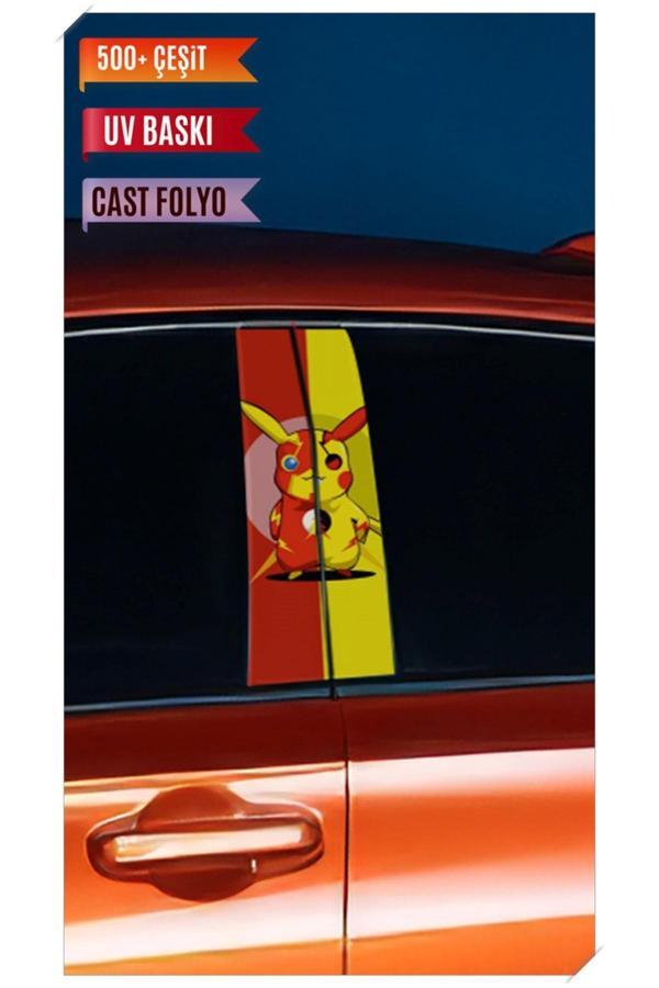 Araç Kapı Direk Kaplama Folyosu Pikachu Desenli (Sağ Sol Takım) (2 Adet) - 22x50 Cm - Image 1