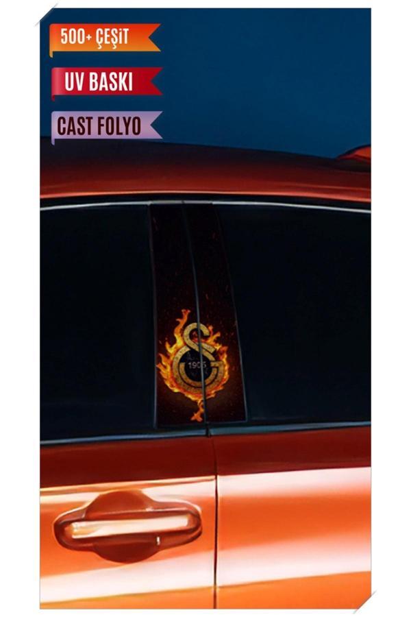 Araç Kapı Direk Kaplama Folyosu ATEŞ Desenli (Sağ Sol Takım) (2 Adet) - 22x50 Cm - Image 1