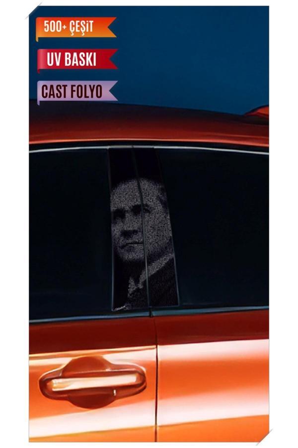 Araç Kapı Direk Kaplama Folyosu Atatürk Desenli (Sağ Sol Takım) (2 Adet) - 22x50 Cm - Image 1