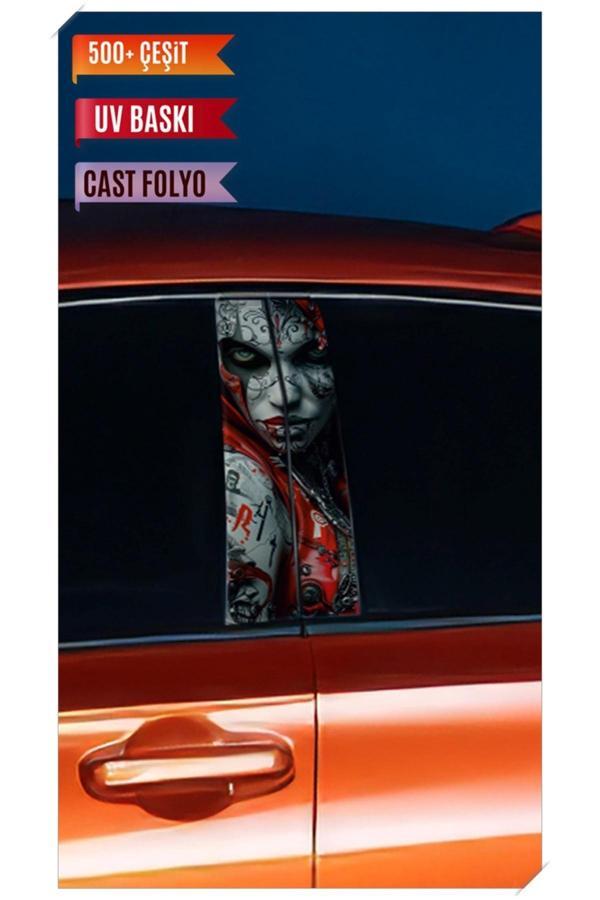 Araç Kapı Direk Kaplama Folyosu Kız Desenli (Sağ Sol Takım) (2 Adet) - 22x50 Cm - Image 1