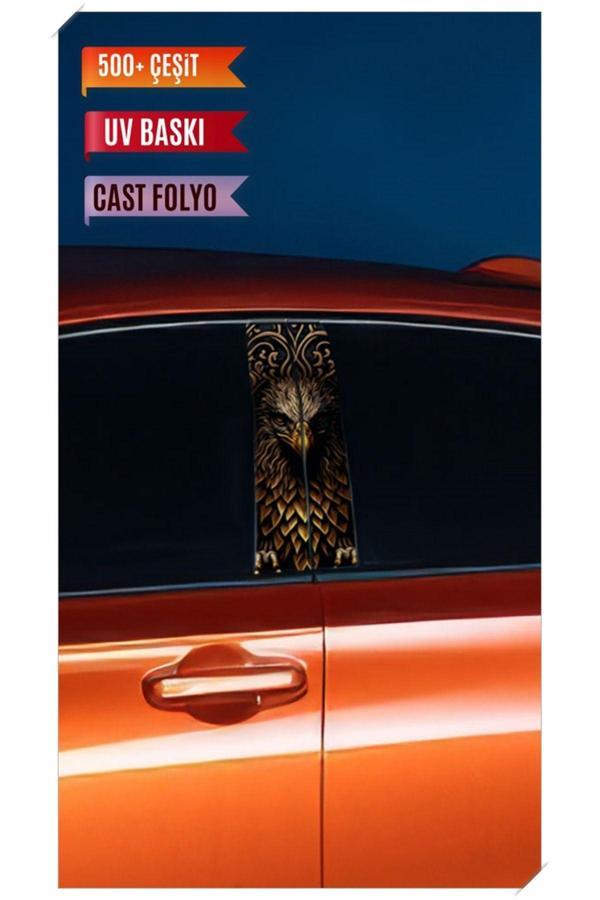 Araç Kapı Direk Kaplama Folyosu Kartal Desenli (Sağ Sol Takım) (2 Adet) - 22x50 Cm - Image 1