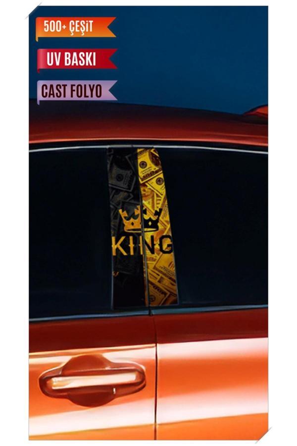 Araç Kapı Direk Kaplama Folyosu King Desenli (Sağ Sol Takım) (2 Adet) - 22x50 Cm - Image 1