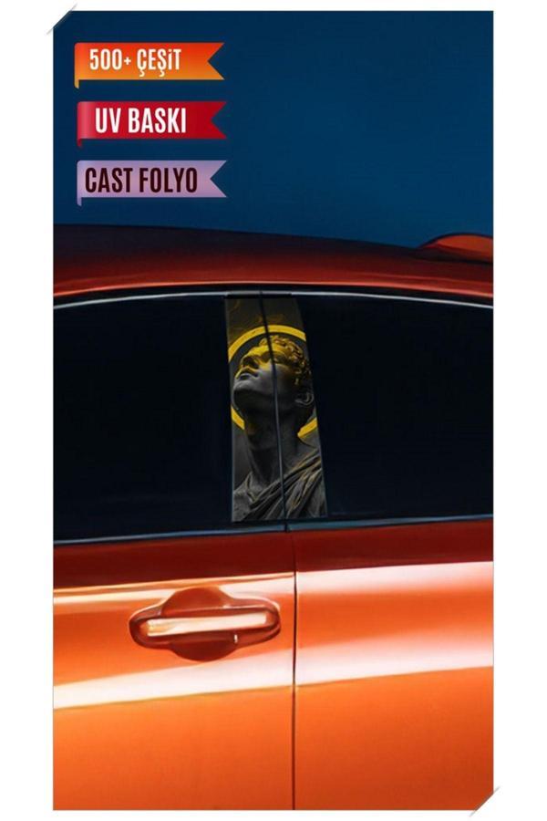 Araç Kapı Direk Kaplama Folyosu Desenli (Sağ Sol Takım) (2 Adet) - 22x50 Cm - Image 1