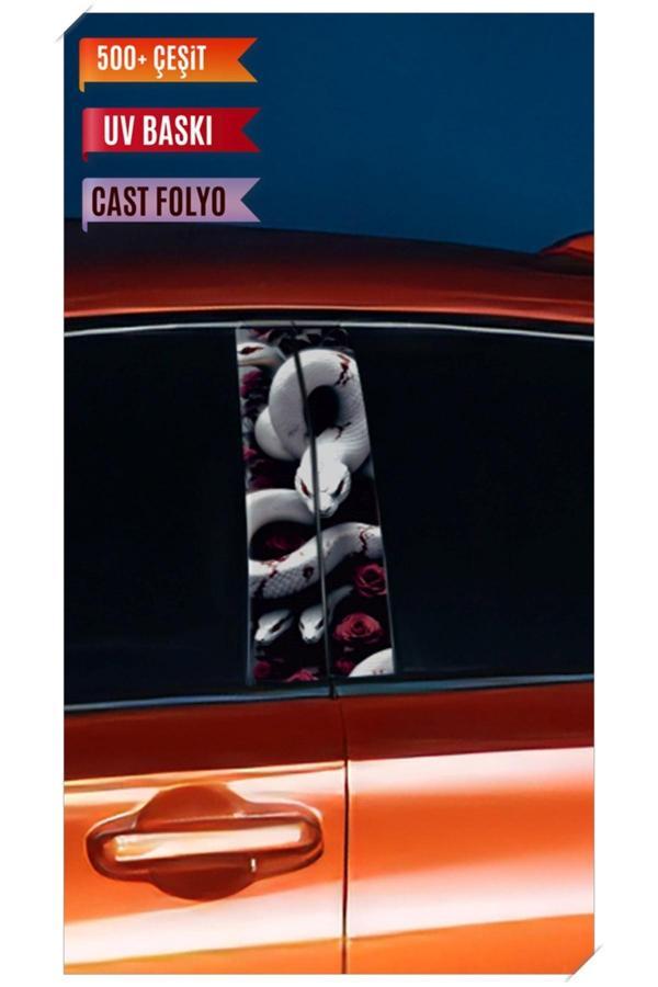 Araç Kapı Direk Kaplama Folyosu Yılan Desenli (Sağ Sol Takım) (2 Adet) - 22x50 Cm - Image 1