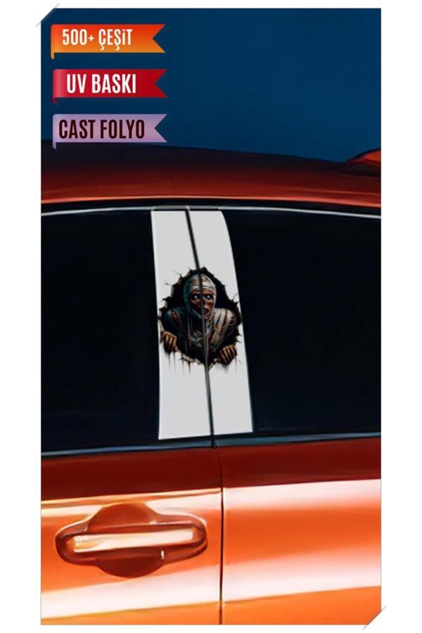 Araç Kapı Direk Kaplama Folyosu Canavar Desenli (Sağ Sol Takım) (2 Adet) - 22x50 Cm - Image 1