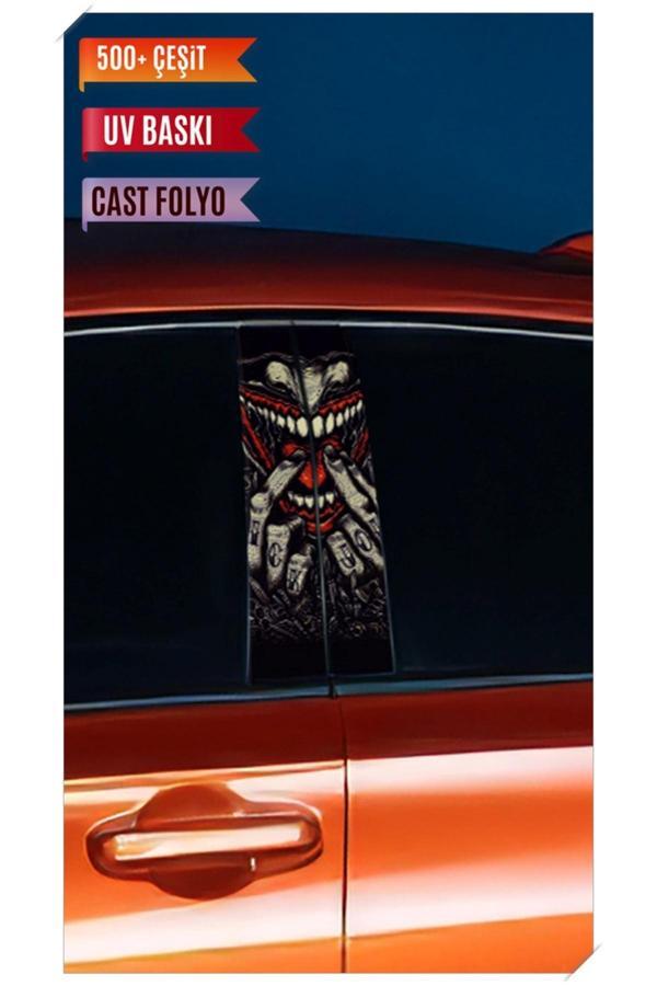 Araç Kapı Direk Kaplama Folyosu Joker Desenli (Sağ Sol Takım) (2 Adet) - 22x50 Cm - Image 1