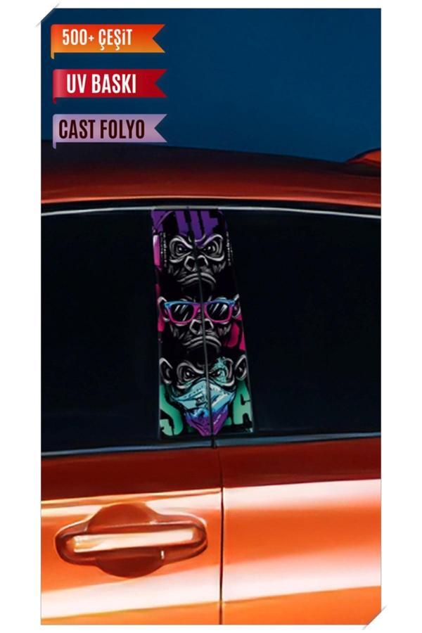 Araç Kapı Direk Kaplama Folyosu Maymun Desenli (Sağ Sol Takım) (2 Adet) - 22x50 Cm - Image 1