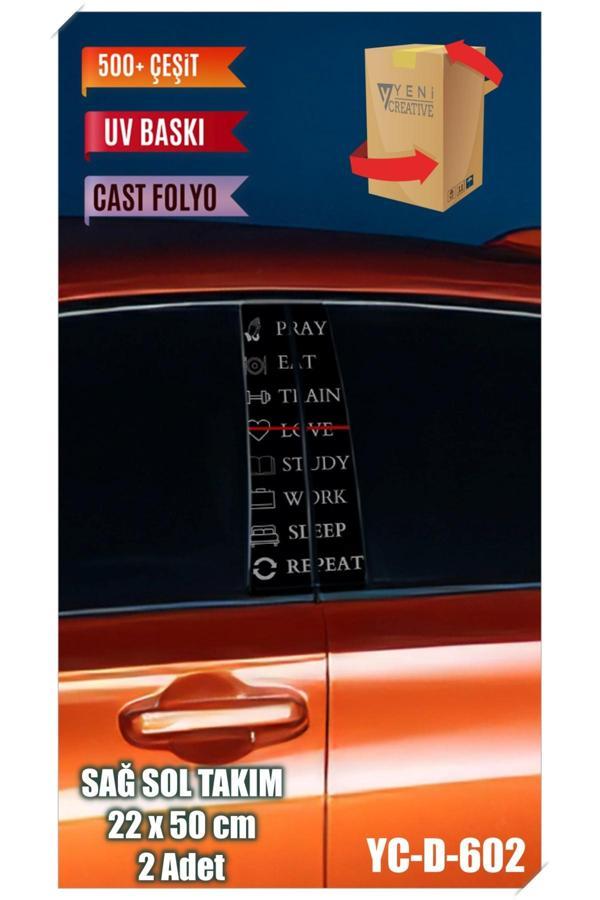 Araç Kapı Direk Kaplama Folyosu Love Uyumlu Desenli (SAĞ SOL TAKIM) (2 ADET) - 22x50 Cm - Image 1
