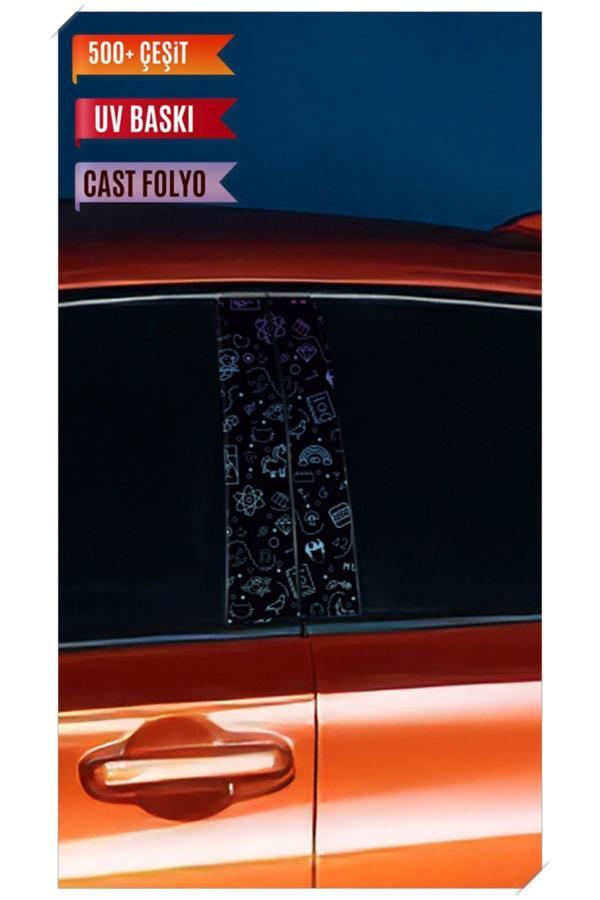 Araç Kapı Direk Kaplama Folyosu Desenli (Sağ Sol Takım) (2 Adet) - 22x50 Cm - Image 1