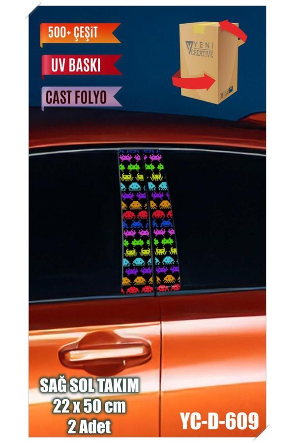 Araç Kapı Direk Kaplama Folyosu Desenli (SAĞ SOL TAKIM) (2 ADET) - 22x50 Cm - Image 1